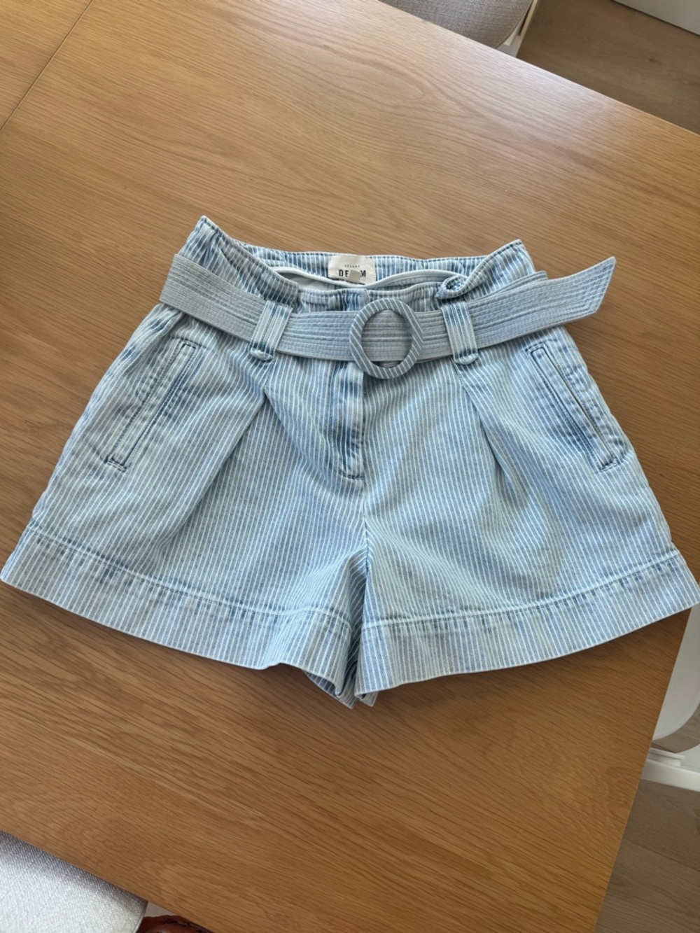 Sezane New Rome Shorts Denim Stripes - Size 8